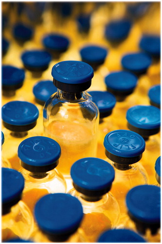 Figure 2. Unlabeled, lyophilized small volume parenteral vials of liposomal amphotericin B (AmBisome).