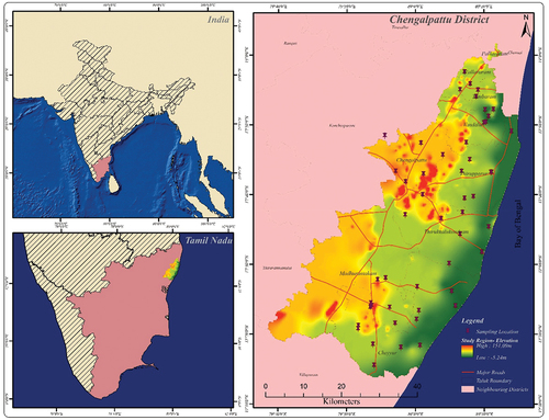 Figure 1. Location of the study area & sampling locations.