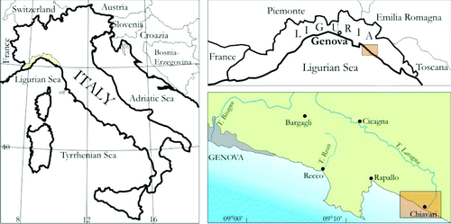 Figure 1. Location of the study area (Italy, Liguria, Riviera Ligure).