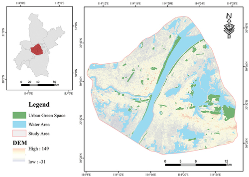 Figure 1. Spatial distribution of green space in Wuhan.