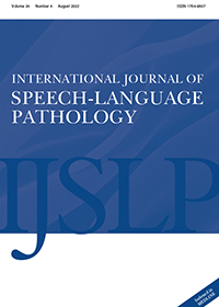 Cover image for International Journal of Speech-Language Pathology, Volume 24, Issue 4, 2022