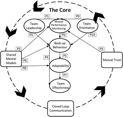 Figure 2. Graphical representation of high-level relationship between the Big Five teamwork dimensions and Coordinating Mechanisms (From: Salas, Sims, and Burke Citation2005).