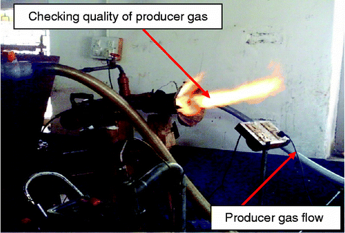 Figure 6 Flaring for checking quality of producer gas.