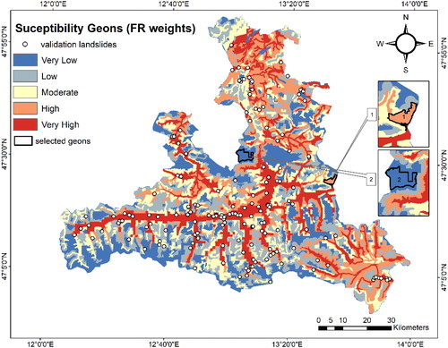Figure 6. Selected geon for the impact assessment of each conditioning factor on the final susceptibility map using the geon approach based on FR weights.