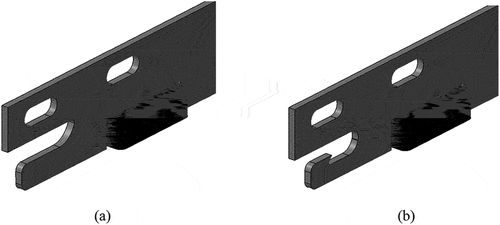 Figure 2. Two types of guide shoes: (a) Flat-type and (b) Hook-type.