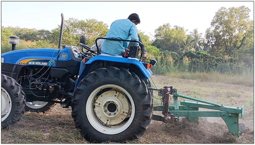 Figure 8. Field operation for data collection of NH 4710 test tractor attached with MB plough.