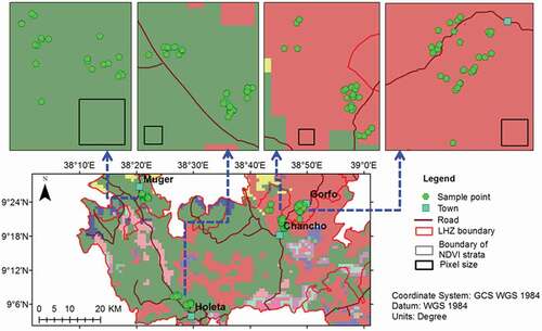 Figure 3. Distribution of sample points from the survey strata in North and West Shewa Zones.