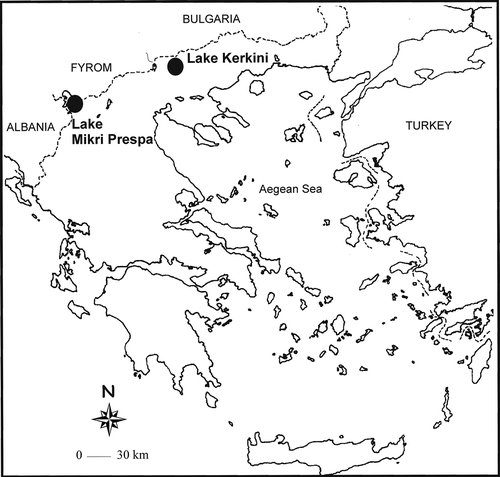 Figure 1. Map showing the study areas within the context of Greece.