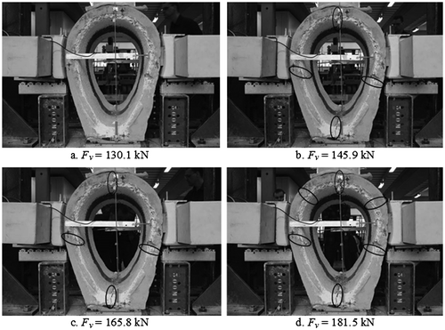 Figure 3. Successive stages in the test of a sewer pipe (P02) from Municipality of The Hague during the experiment.