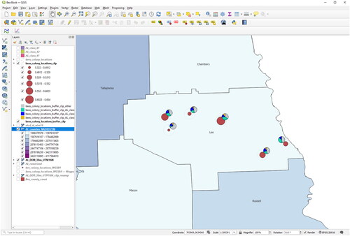 Figure 106. Map view after changing layer style properties and labelling options.