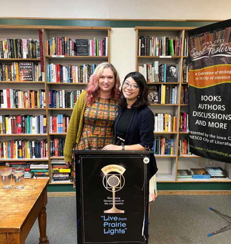 Jennifer Feeley and Wong Yi after the reading at the Prairie Lights Bookstore