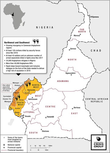 Figure 4. Map of Southwest and Northwest Cameron. Source: International Crisis Group, 2019.