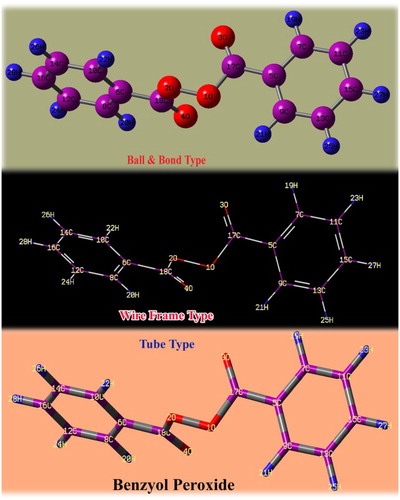 Figure 1. The optimized molecular structure of benzoyl peroxide.