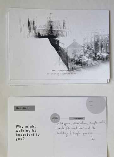 Figure 6. Postcard example – filled in by one of the “walkshop” participants (author-owned, 2022).