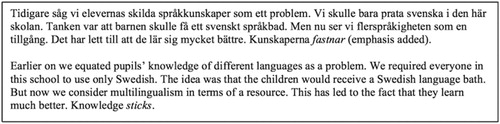 Figure 3. Knowledge sticks (http://pedagogiskamagasinet.se/mixade-sprak-hjalper-eleverna-lara/).