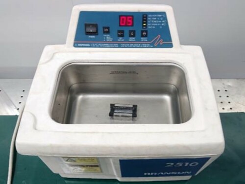 Figure 12. Removal of contaminate and lubricant using ultrasonic cleaner.