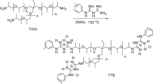 Figure 1. Synthesis of polyether biguanide TTB (o-, m- and p-TTB)
