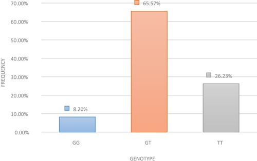 Figure 1 Genotype frequencies for the CYP2B6 516G>T SNP in the study population.