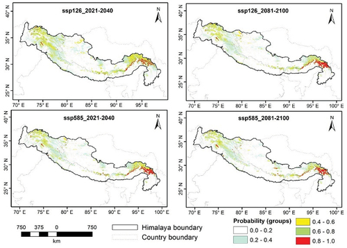 Figure 6. Himalayan wetland inventory based on different future climate scenarios.