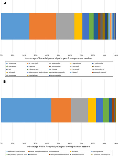 Figure 1 Bacterial (A) and viral/atypical (B) pathogens isolated from baseline sputum samples.