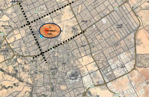 Figure 6. Map showing the site of Al Nawfara cafe in Riyadh.