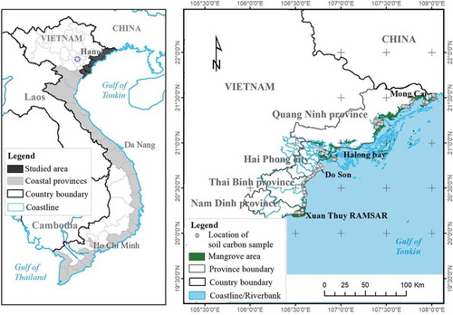 Figure 1. Map of the study area across mangrove ecosystems in North Vietnam