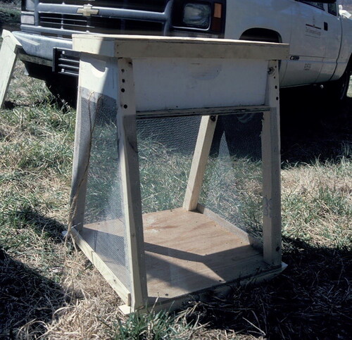 Figure 4. A ventilated cage made to hold a large common heterogeneous mixture of honey bees (Apis mellifera) for starting experiments.