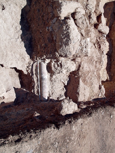 Figure 6. Stretch of water pressure pipe excavated during the 2012 campaign in Trench E (Danish-German Jerash North-west Quarter Project).