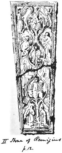 Fig. 4. Illustration of the slab by G. A. PooleAfter G. A. Poole, ‘The Architectural History of Lincoln Minster’, Reports and Papers of the Architectural and Archaeological Societies of the Counties of Lincoln and Northampton, Associated Architectural Societies Reports and Papers, 4 (1857), pl. II