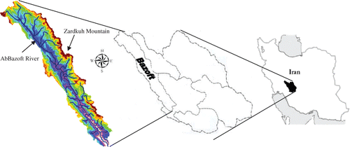 Figure 1. Location of Bazoft watershed in south western of Iran (31° 37′ to 32° 39′ N and 49° 34′ to 50° 32′ E).