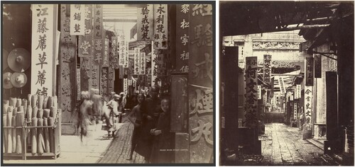 Figure 1. Left: Seung Moon Street, Canton, by A. Chan. About 1870; Right: Treasury Street, Canton, by Felice Beato. About 1860. Source: Digital images courtesy of Getty's Open Content Program.