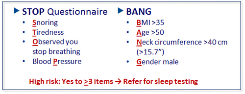 Figure 4 STOP BANG – Questionnaire to determine who needs a sleep study.