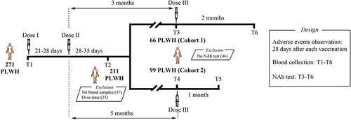 Figure 1 Study profile for the vaccination schedule and follow-up of PLWH.
