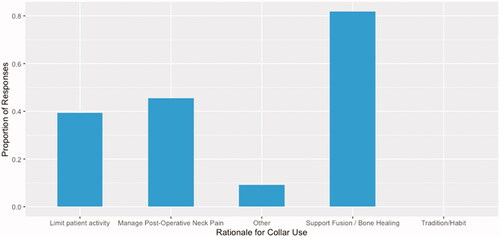 Figure 3. Surgeon rationale for post-operative hard collar use (n = 33).