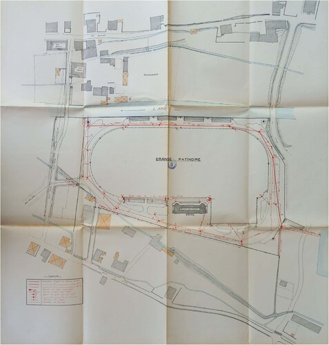 Figure 8. Ice rink. Sewers and drainage. General plan of sewers. 06/04/1923, 2O 2181, Arch. dép. Haute-Savoie.