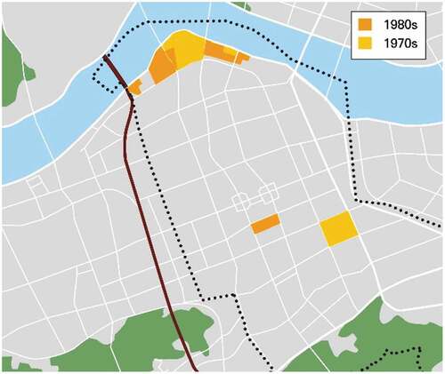 Figure 4. Spread of apartment complexes from the 1970s to the 1980s. Apartments build from the 1990s were excluded because they were not directly related to the speculation of BokBooIn discussed in this paper. Due to the success of apartment complexes in Gangnam, the apartment became the main type of residence in Korea and spread throughout the country in the 1990s.