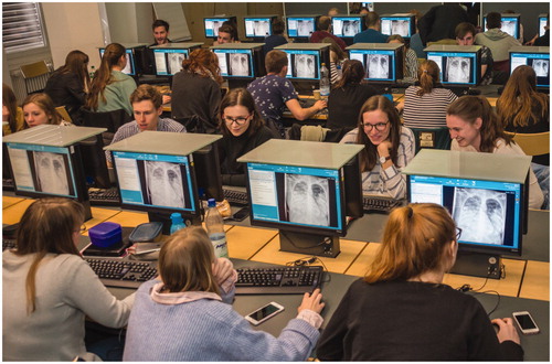 Figure 1. Students elaborating individually on a case on the basis of radiologic images via the assessment program ‘VQuest’.