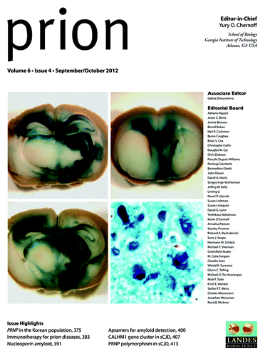 Figure 3. Cover of Prion Volume 6, Issue 4 (September/October 2012).