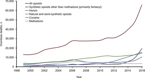 Figure 1 Drug overdose deaths involving opioids from 1999 to 2016.