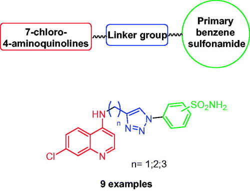 Figure 6. Structure of hybrid CAIs incorporating the 7-chloro-4-aminoquinoline scaffold.