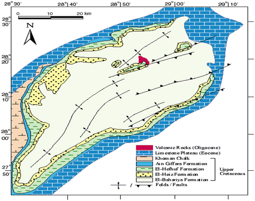 Figure 1. Geological map of the Bahariya Oasis, Western Desert, for El Gedida, Ghorabi & Nasser areas.