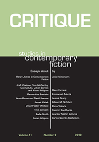 Cover image for Critique: Studies in Contemporary Fiction, Volume 61, Issue 2, 2020
