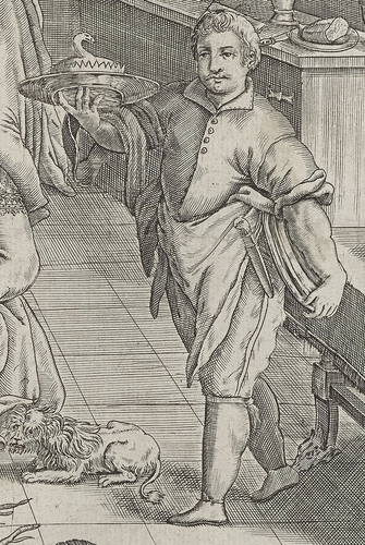 Figure 3. Detail from Joos Goeimare, View of the interior of a lavishly stocked kitchen (Venice, circa 1650–1687), ART 270,713 (size XXL), Folger Shakespeare Library. Image courtesy of the Folger Shakespeare Library.