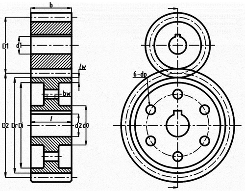 Figure 28. Schematic diagram of a spur gear train.