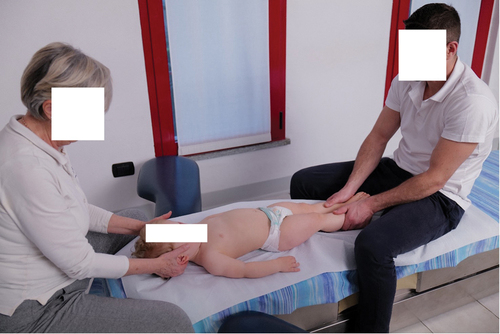 Figure 3. The child is positioned supine with legs extended.