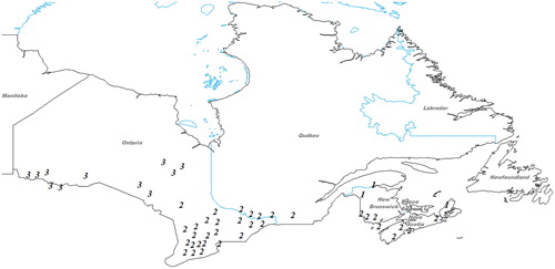 Figure 7. Final grouping obtained using the K-means technique (Eastern Canada).