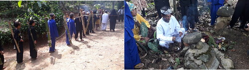 Picture 5. Sacred water (Karomah) fetching at the Cikahuripan River by students and prayers by traditional leaders and Abah Otib.Source: Primary data collected by authors.