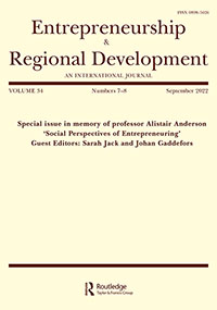Cover image for Entrepreneurship & Regional Development, Volume 34, Issue 7-8, 2022