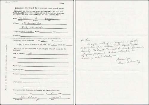 Figure 25. Questionnaire filled out by Glenn Brown (Mar. 22, 1988). He couldn't do hand writing himself (due to Parkinson disease) and so he asked someone else do it for him but initiated it himself near his signature on each page.
