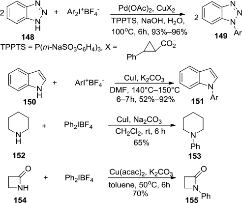 Figure 53 Arylation of N-containing heterocycles with diaryliodonium salts.